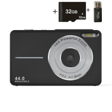 (Black zoom+32GB memory card+card reader) HD Digital Camera, Mini Digital Camera for Students/Children Dedicated Photography Camera DC403, 1080P Full HD 44MP 16X Camera