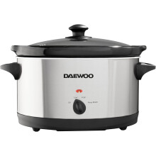 Daewoo SDA1788 6.5L Slow Cooker | Stainless Steel | 3 Heat Settings | Dishwasher Safe Pot & Lid | Power Indicator