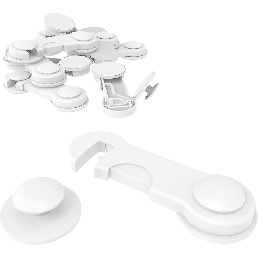 10 Pack Child Safety Cupboard Doors, Convenient Safety Baby Drawer Safety Locks Adhesive for Cabinets, Fridge, Toilet
