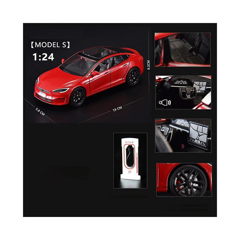 (Model S Red) 1:24 Tesla Cybertruck Model Y Model 3 Model X Alloy Diecasts-image-OPC-PFVY8TG-NEW