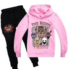 (Pink, 7-8 Years) Kids Five Nights At Freddy's Tracksuit Set Long Sleeve Hoodies Hooded Sweatshirt Top Pants Fnaf Casual Outfits Activewear Gift