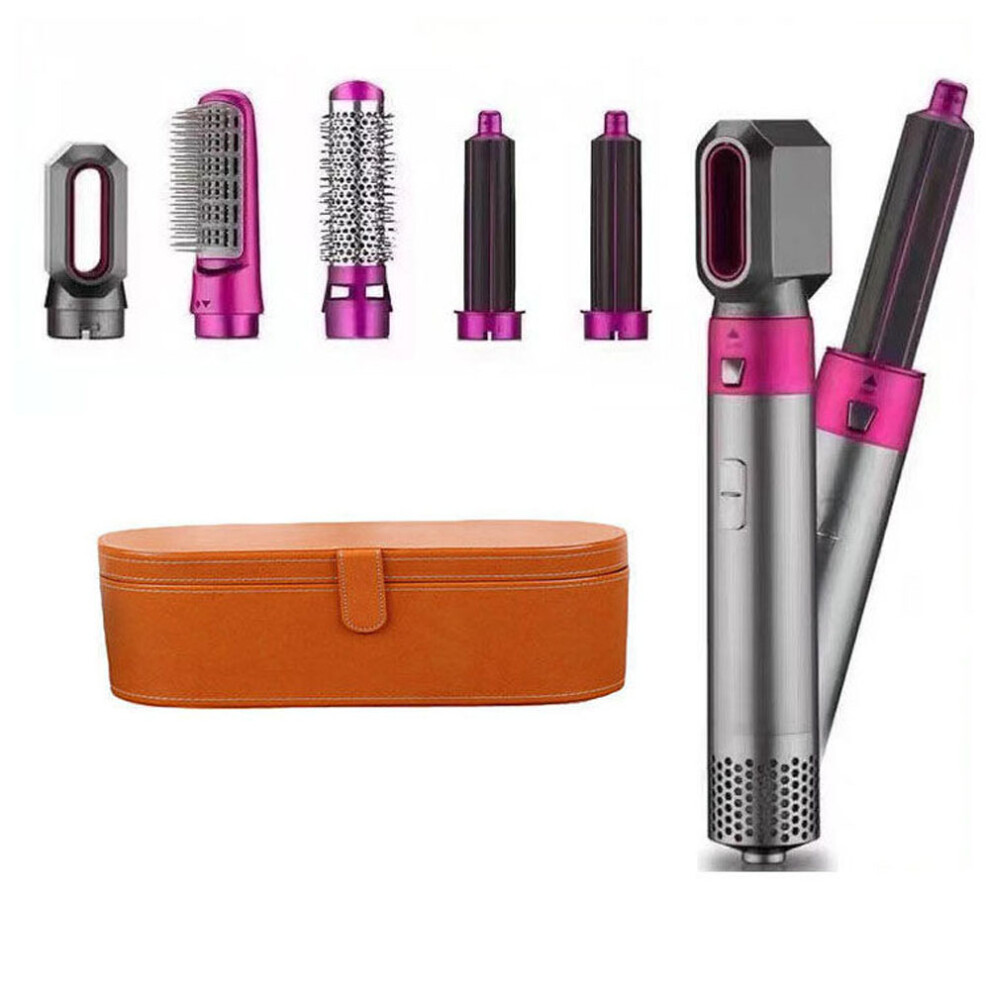 (Rose Red) 5 In 1 Styler With Hot Brush Dryer Straighteners Wrapper,Fashion,for Gift