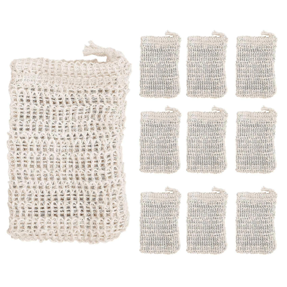 10 Pack Natural Sisal Soap Bag Exfoliating Soap Saver Pouch Holder
