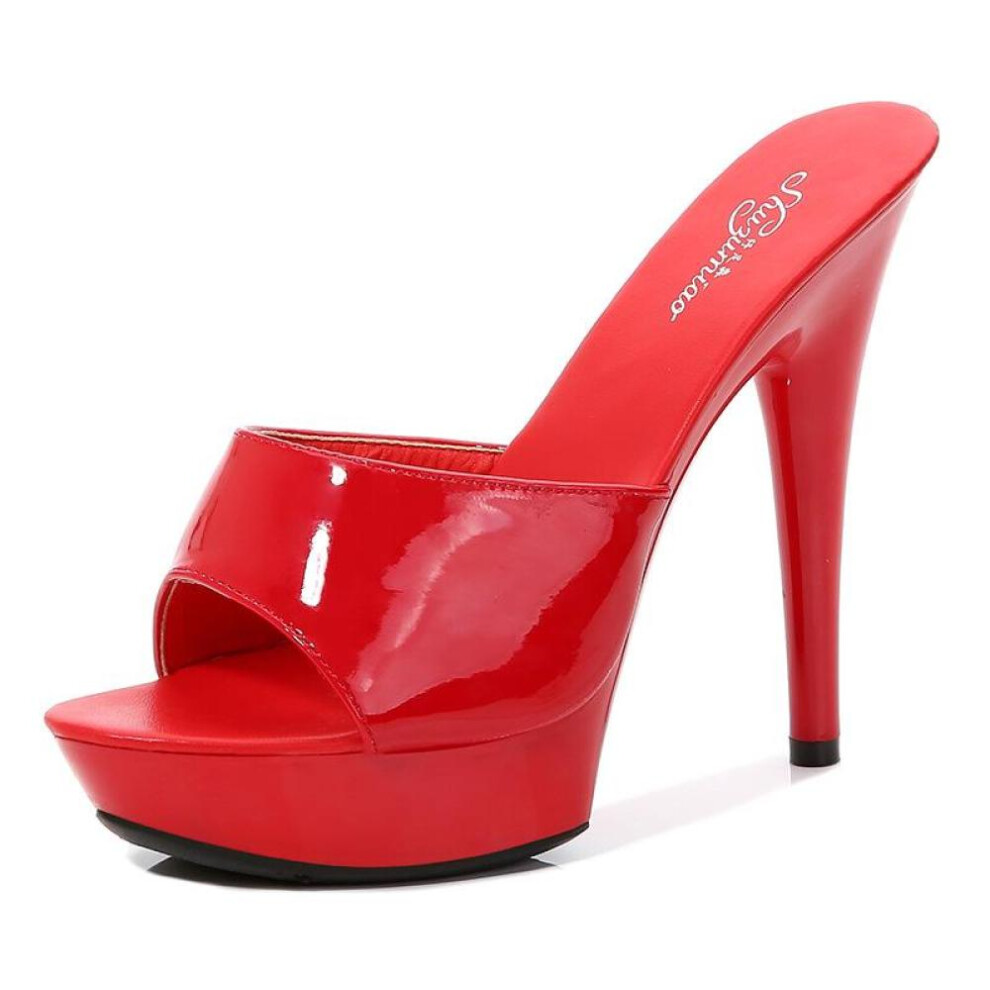 (red, 35) Women Shoes Sandals Outside Slippers High Heels 13cm Sexy High Platform Stiletto Ladies Party Shoes
