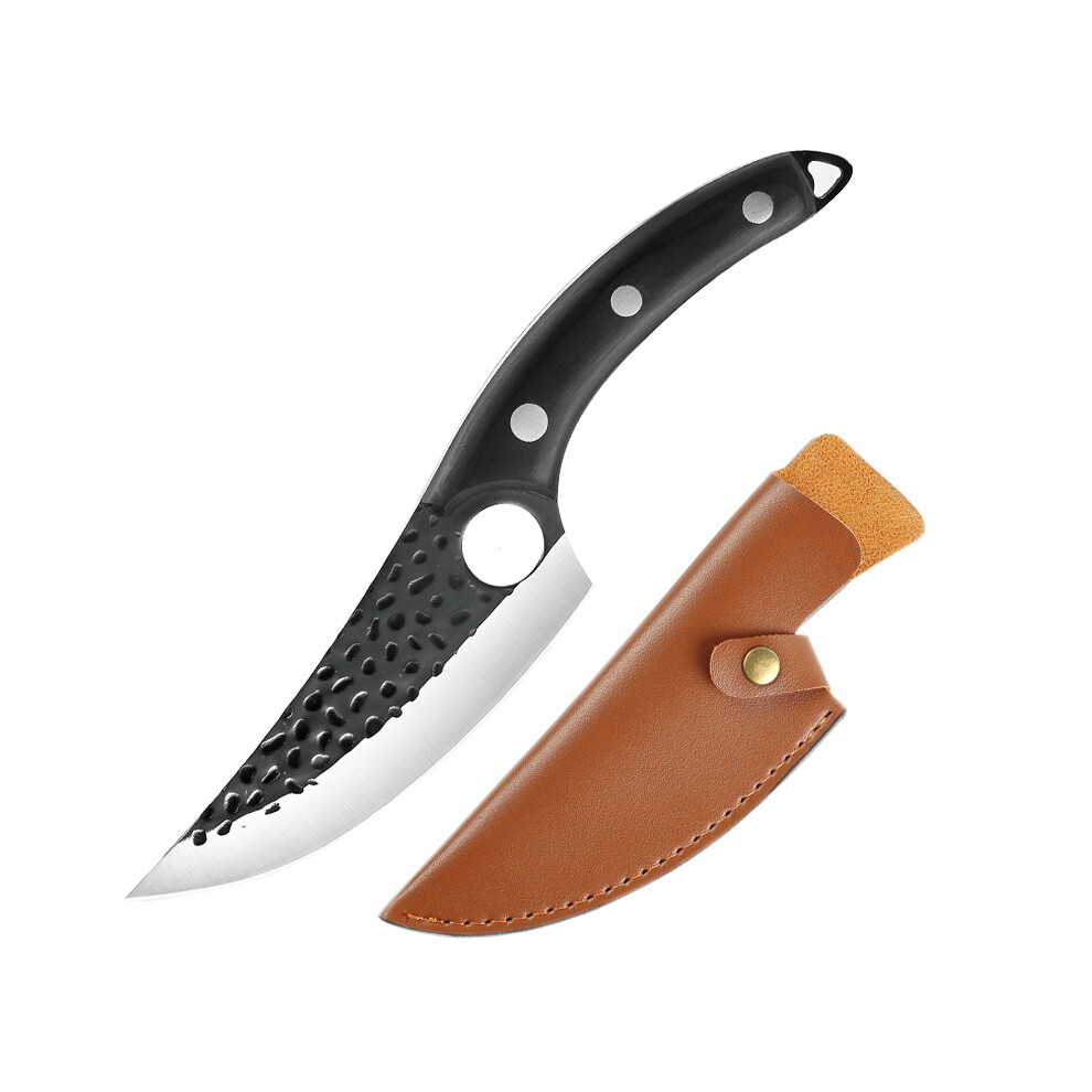 (Black Color Wood Bon) Hand-Forged Kitchen Knife  Cleaver Split Fleshing Boning Small Machete