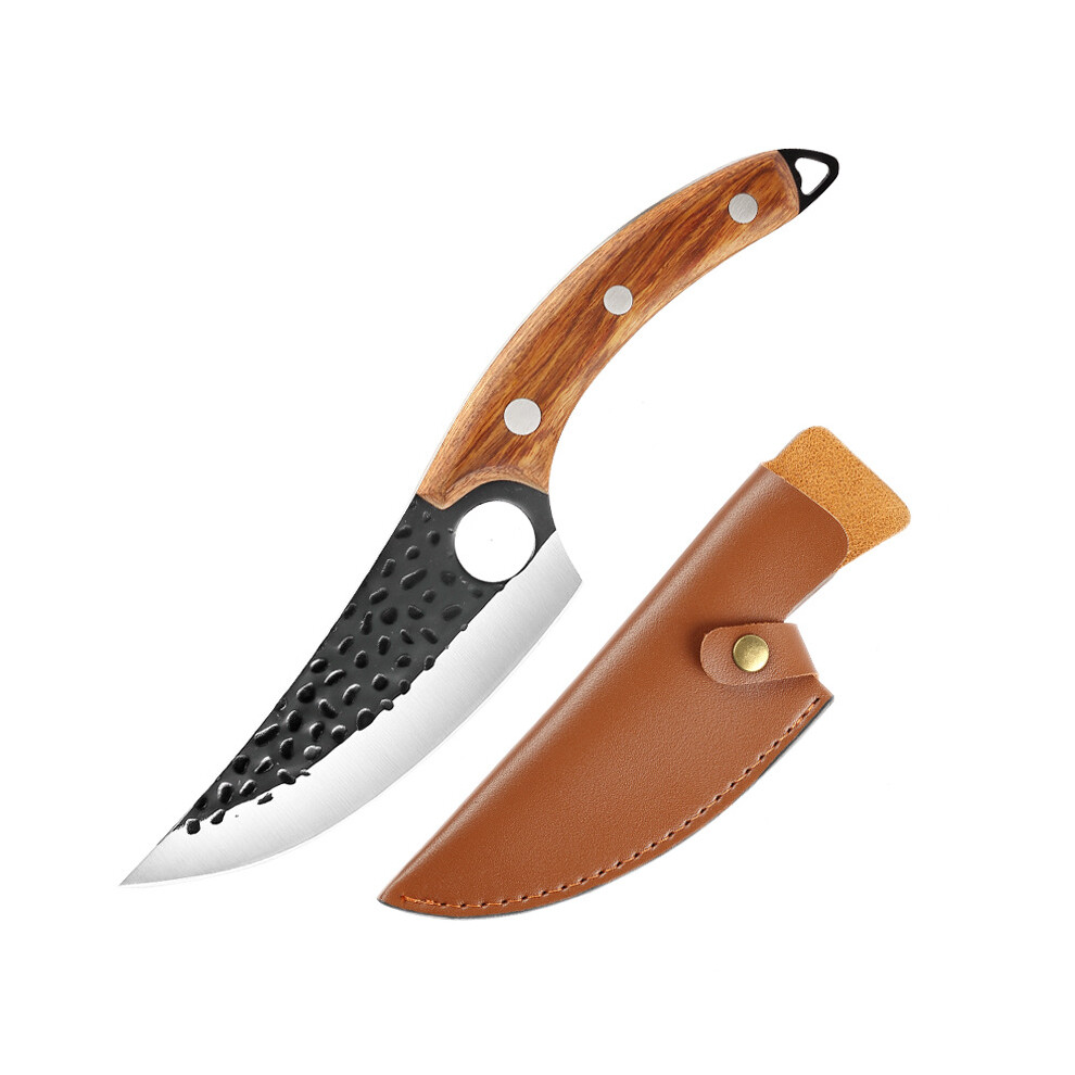 (Rosewood Boning Knif) Hand-Forged Kitchen Knife  Cleaver Split Fleshing Boning Small Machete