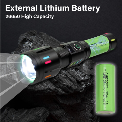 High Powered 500000Lumens LED Rechargeable Flashlight Torch 5 Lighting Modes 1