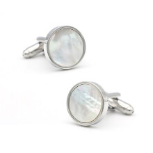 Men's Shell Cuff Links White Color Round Design Quality Copper Material Fashion Cufflinks