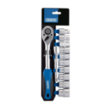 Draper 1/2 Inch Square Drive Metric Socket And Ratchet 12 Piece Set