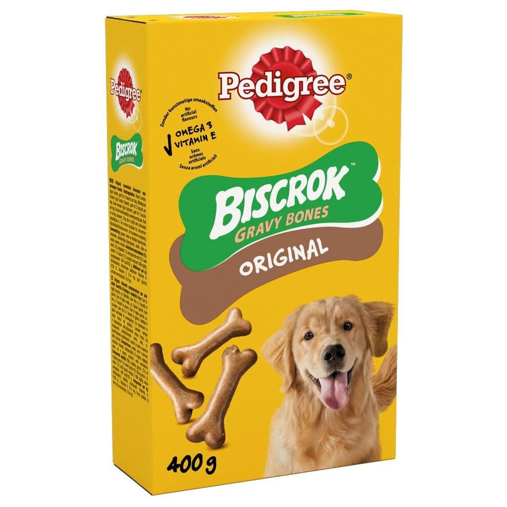 PEDIGREE Biscrok Gravy Bones Biscuits  Dog Treats 400g (Pack of 12)