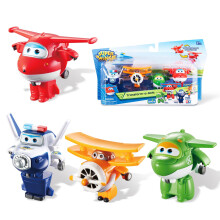 Super Wings 2" Transform-A-Robots 4 Pack Jett, Paul, Mira, Grand Albert