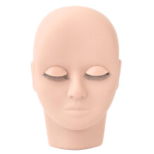 (Pink) Eyelash Mannequin Head Double Laryer Eyelash Extension Removable Eyelids Makeup Practice Head