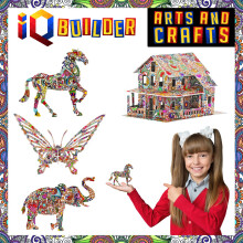 IQ BUILDER | Arts and Crafts for Girls Age 12 Year Old and UP | 3D Art Coloring Painting Animal Puzzle Set | Fun Creative DIY Toys | Family Craft KIT