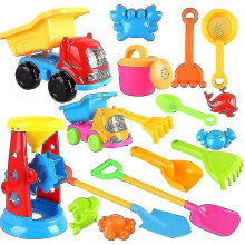 17pcs Kids Beach Toys Set Sandbox Toys Truck Sand Toys Creative Sand Tools Kit