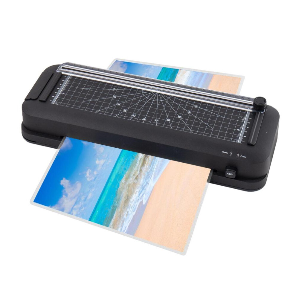 (black) Thermal Laminator Desktop A4 Laminator Machine With Laminating Punching Paper Cutting Function