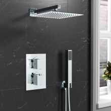 2 Way Square Concealed Thermostatic Shower Mixer,Head,Handset set Chrome