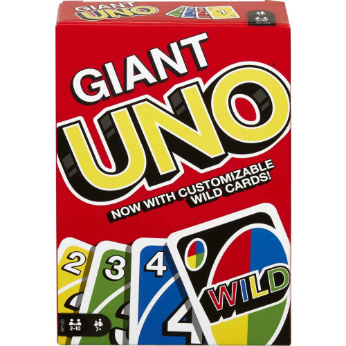 Mattel Mattel Games Giant UNO ?a????d?   e ???te? ??a ?a?d?? ?a? ?????e?e?a?? ??ad??   e ?e???e? ???te? ?a? ???sa?  ?s?  e? Wild Cards ??a 2-10 ?a??te?