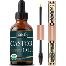 Castor Oil (2oz) + Filled Mascara Tube USDA Certified Organic, 100% Pure, Cold Pressed, Hexane Free by Live Fr