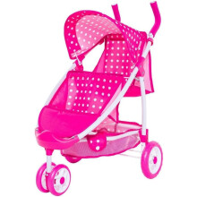 Roma Dotty Tandem Twin Double Dolls Pram - Pink Polka