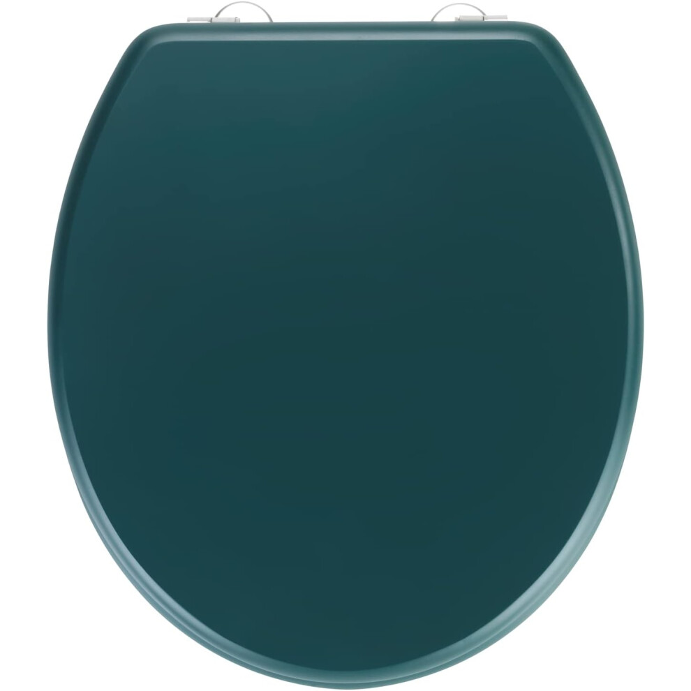 WENKO Prima toilet seat, dark green matt, high-quality toilet seat in retro style, toilet lid incl. wall buffer & stainless steel mounting