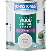 Johnstone's - Quick Dry Satin - Ashford Grey - Satin Finish - Exterior Wood & Metal - Resistant to cracking & peeling