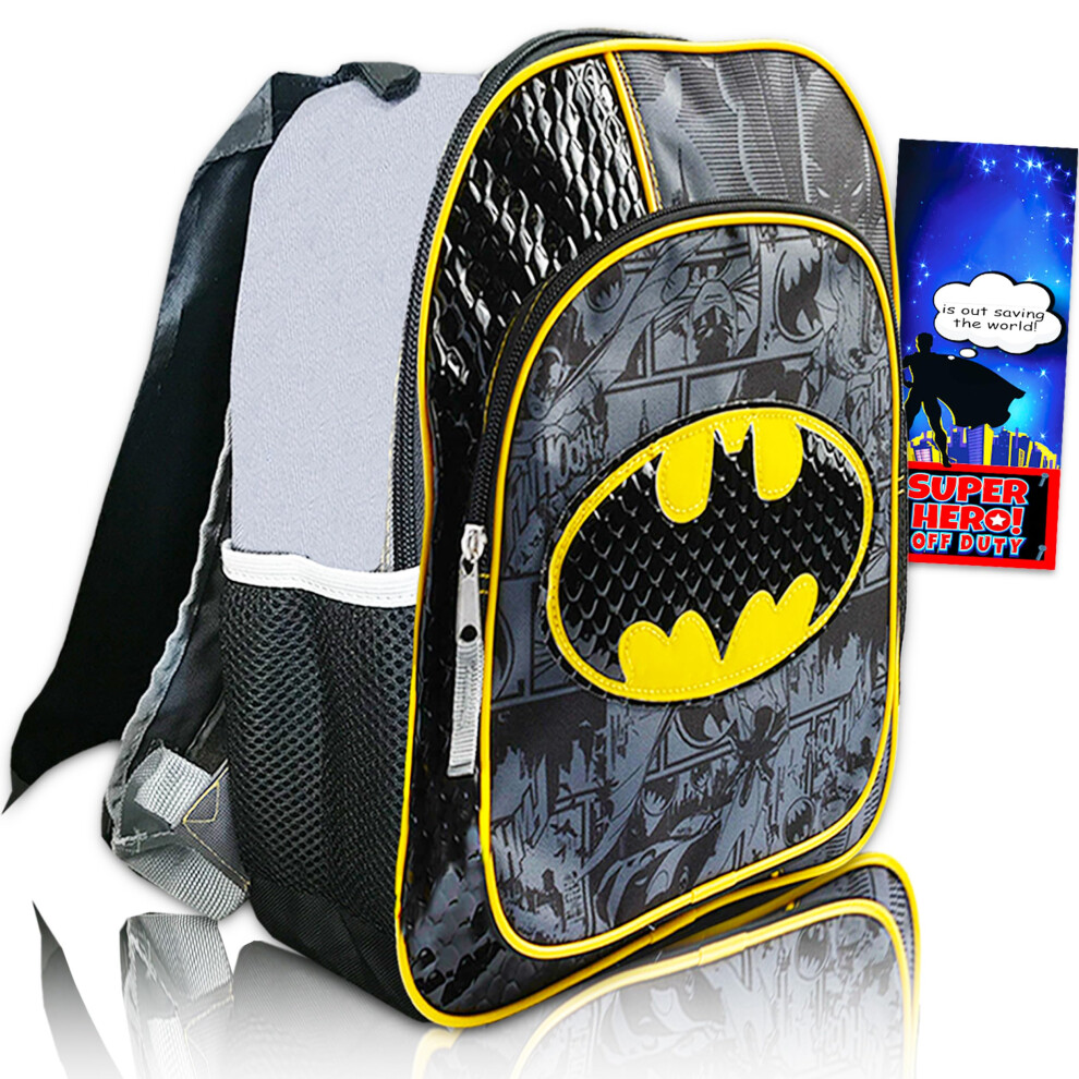 Batman Backpack for Preschool Toddlers ~ Deluxe 12\ Batman Mini Backpack for Boys Kids (Batman School Supplies Bundle)"