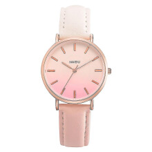 Womens Fashion Analogue Quartz Gradient Color Wrist Watch, Pu Leather Strap Waterproof