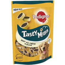 Pedigree Tasty Minis 8 x 140 g Bags, Dog Training Treats, Cheesy Nibbles with Cheese and Beef Flavouring