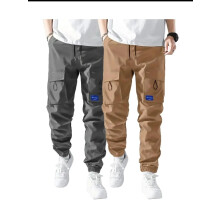 (Gray 1 pc+Khaki*1 pc, L) Men's Thin Cargo Trousers - Summer 2024, Size Down