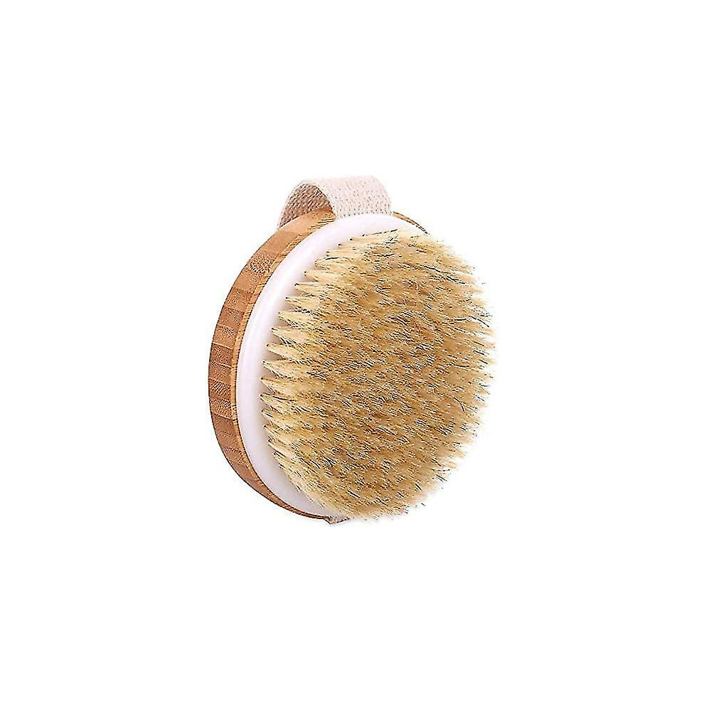 Body Brush Bath Brush,natural Bristles Bamboo Wood Round Brushes for Brushing Stimulates Blood Circulation Improves