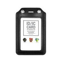 Pu Leather Business Badge Card Holder with Necklace Lanyard Strap Window