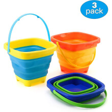 Beach Bucket Sand Toy, Kids Foldable Sand Bucket Expandable Sand Pail Square for Beach
