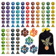 QMay DND Tärningsset - 20x7 (140 Bit) Polyhedral Tärningar, 20 Färger D&D Tärningar för Bordrollspel