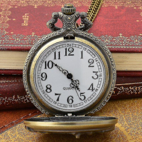 Deffrun Hollow Flower Pattern Simple Dial Chain Quartz Pocket Watch 2