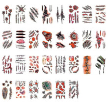 30 Pcs Halloween Horror Wound Scar Face Temporary Tattoo Sticker
