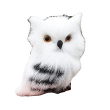 Owl White Furry Simulation Owl Animal Model Handicraft Desktop Cabinet Decoration Gift for Home Garden Decoration