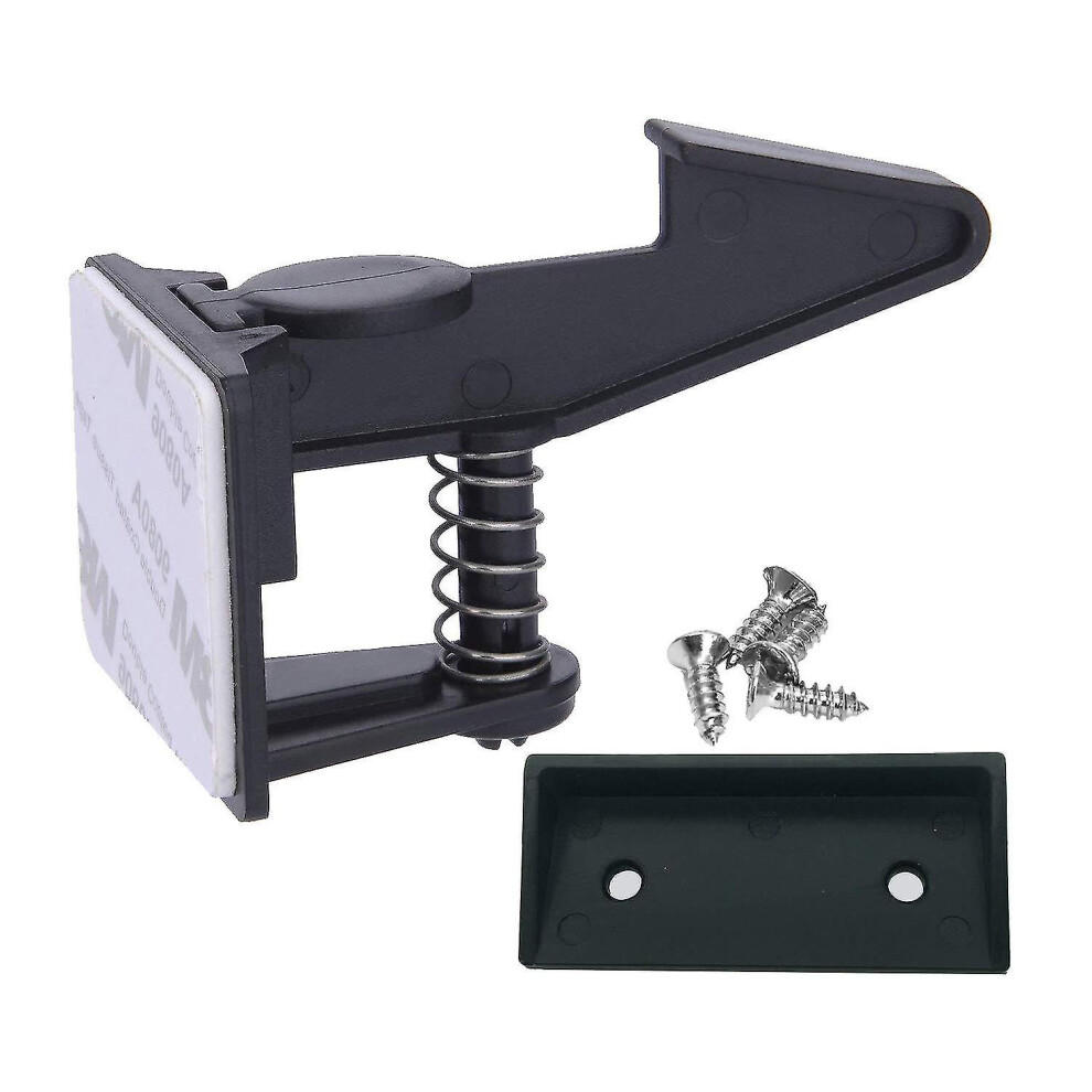 (Black) 10pcs Child Safety Cupboard Locks, Invisible & Unlocked Design No Drilling Needed, Adhesive Easy Install