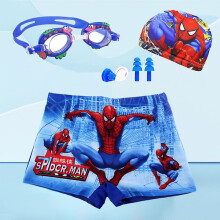 (10-20kg) Baby Boy Swimwear Pants Cap Set Kid Swimsuit Cartoon Summer Shorts Spiderman Children Swimming Panties Glasses Marvel