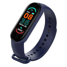 (Blue) Smart Bracelet Multi-function Heart Rate Blood Pressure Monitor Step Music Sleep Monitoring M6 Smart Fitness Sports Watch