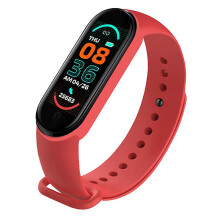 (Red) Smart Bracelet Multi-function Heart Rate Blood Pressure Monitor Step Music Sleep Monitoring M6 Smart Fitness Sports Watch