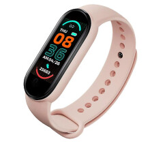 (Pink) Smart Bracelet Multi-function Heart Rate Blood Pressure Monitor Step Music Sleep Monitoring M6 Smart Fitness Sports Watch