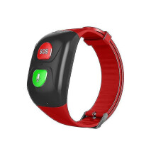 (Red) Sos Smart Bracelet For Seniors With Gps Info Push Heart Rate Monitoring With Built In Tracking Watch