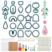(Blue) Clay Earring Cutters Mold Baking Craft Cutting Keychains Mould Handmade Necklaces Diy Jewelry Rings Earrings Ceramic