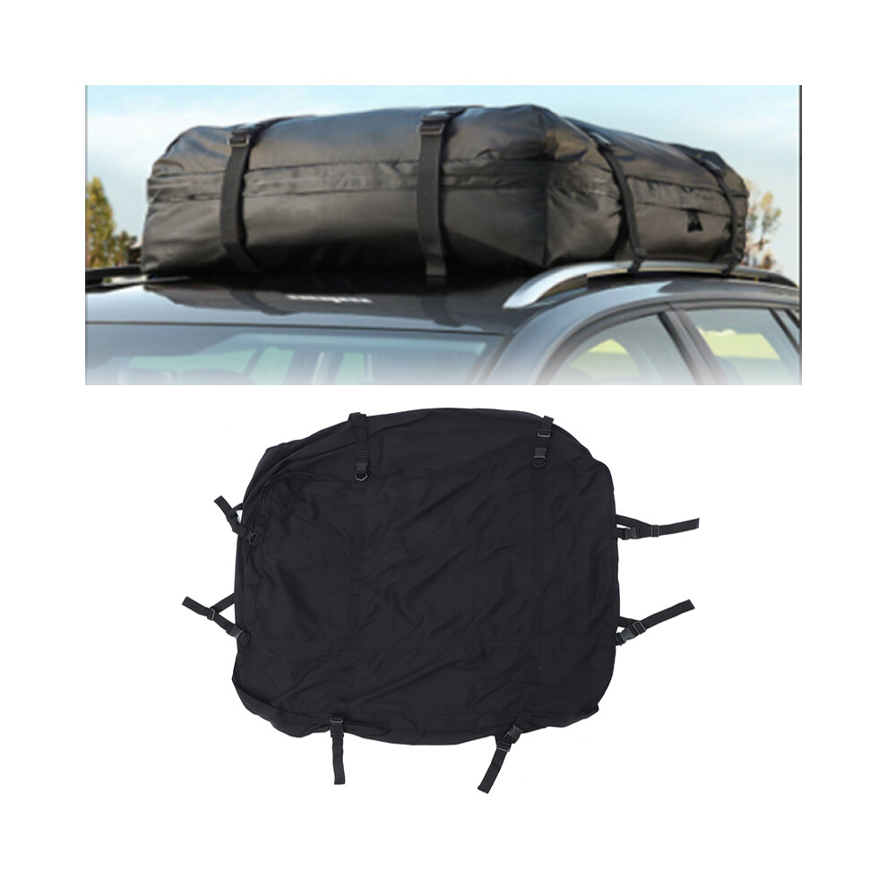 425L Universal Car Roof Cargo Bag Car Top Carrier Side Rail Rack Cross Bar Waterproof Travel Luggage Pouch Black 3796737012504
