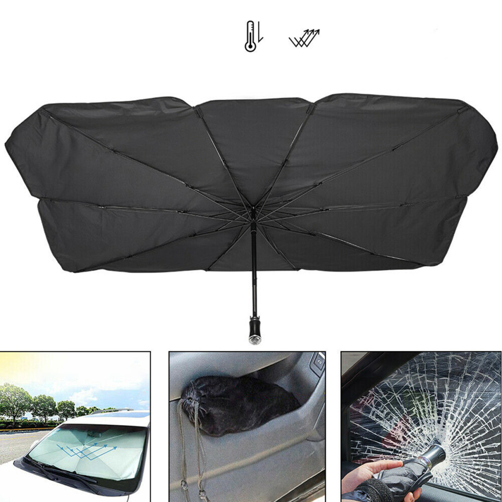 Car Sunscreen Sun Shade For Windshield Folding Uv Rays Sun Visor Protector Umbrella Silver/Black 619634380268