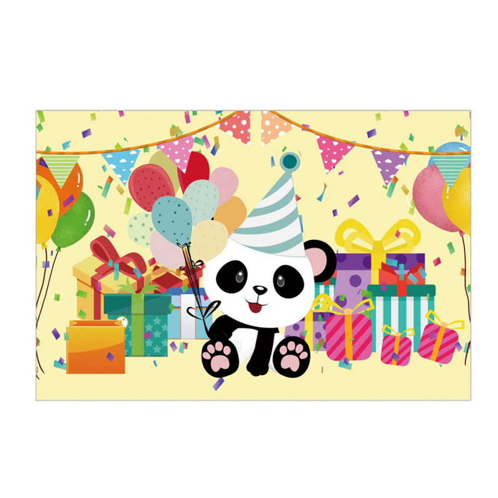 Canvas Photography Backdrop Panda Happy Birthday Party Theme Photography Tapestry For Studiophotography Home Decoration 841930955592