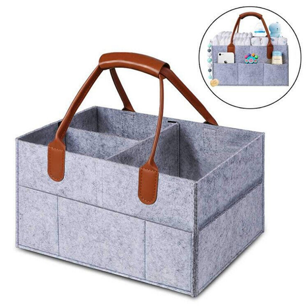 Felt Baby Diaper Bag Folding Storage Bag Caddy Changing Nappy Handbag Baby Products Grey