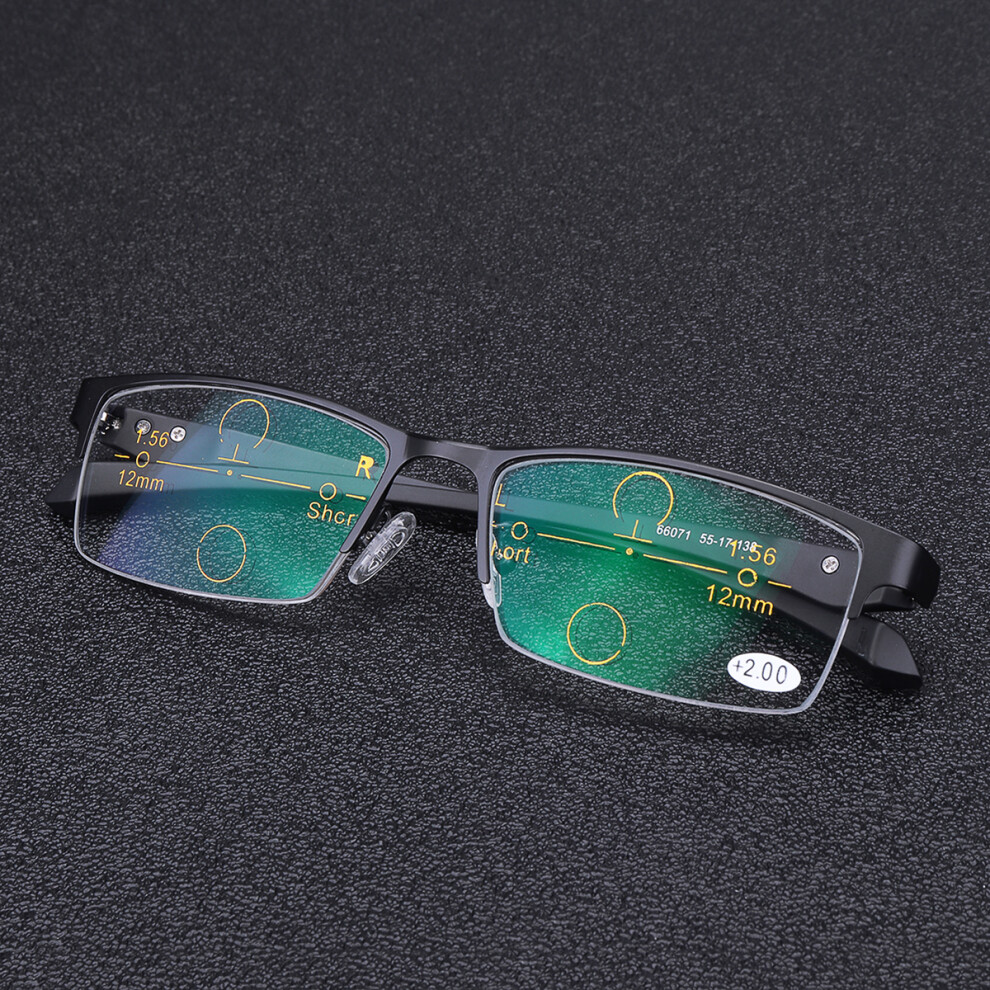 Black Multi Focus Sunglasses Photochromic Progressive Transition Reading Glasses