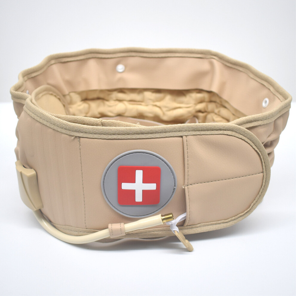 Beige Ipree Lumbar Back Pain Relief Belt Waist Inflatable Belt Lumbar Support Spinal Air Traction Belt For Women Men
