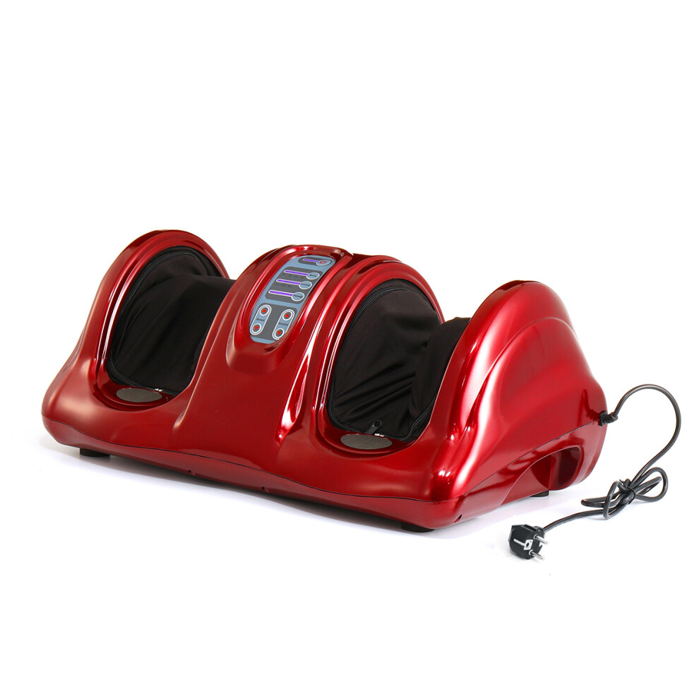 Red/Black 220V Electric Foot Massager Ankle Calf Kneading Rolling Machine Circulation Shiatsu Massage Fitness Pain Relief Tool